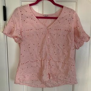 Pink eyelet top. True buttons. Like new.